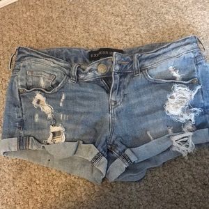 Ripped jean shorts